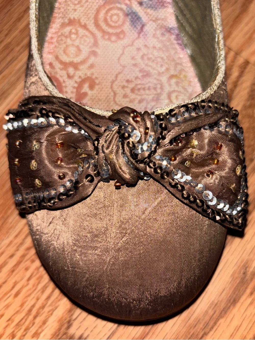 kenzie Brown Embellished Ballet Flats